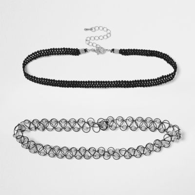 Black and silver &#39;90s choker pack